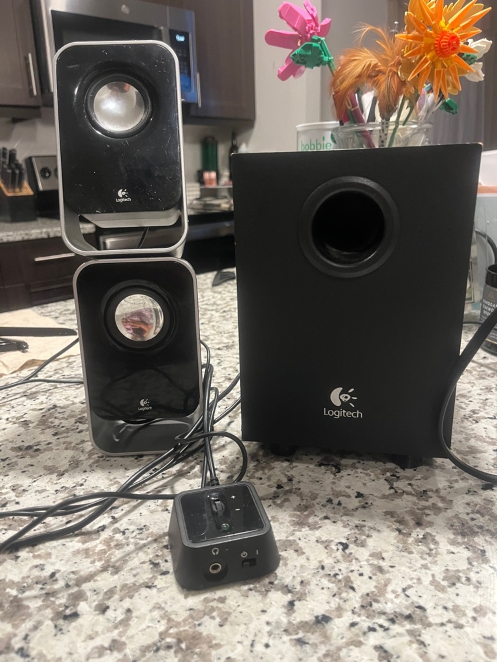 Logitech Black Desktop Speakers with Subwoofer and Wired Control Pod